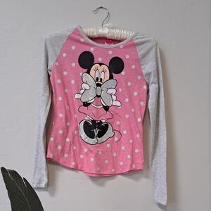 Girls' Pink Minnie Mouse Long-Sleeve Raglan Top